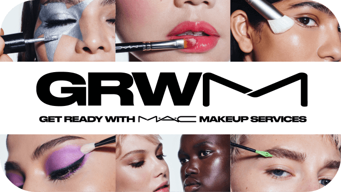 mac get ready with me service with model close up
